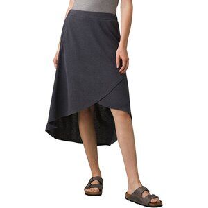 Prana Tidal Wave Skirt pull-on faux wrap asymmetrical midi skirt